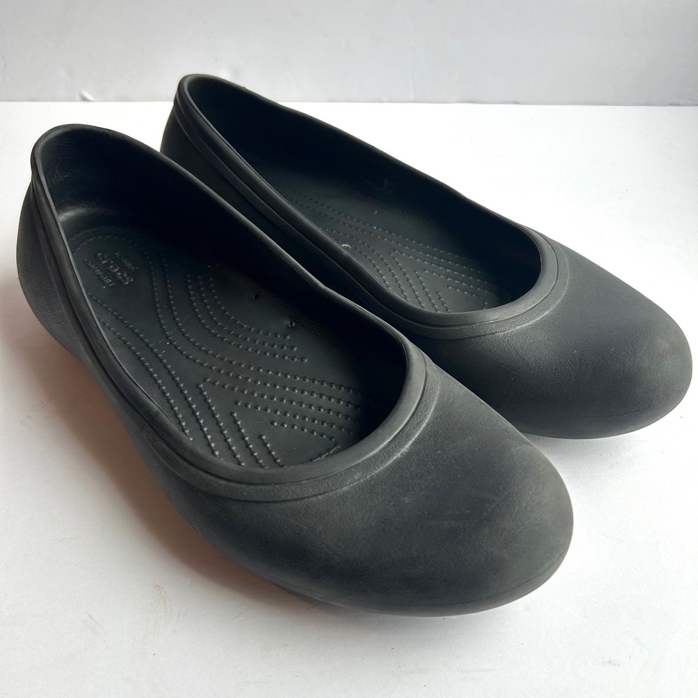 Crocs Alice Work Ballet Flats Womens Size 11 Black Slip Resistant Shoes Comfort